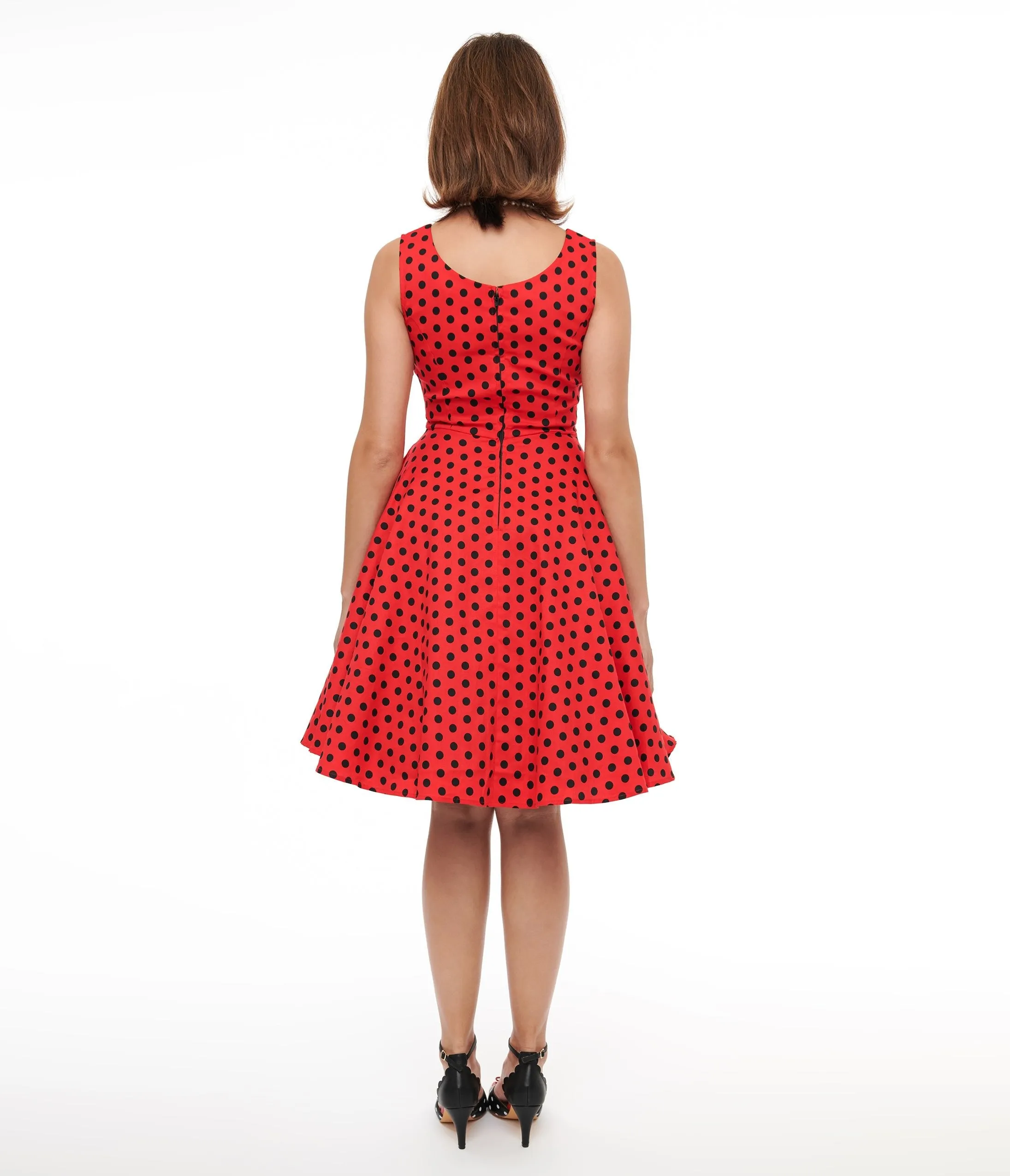 1950s Red & Black Polka Dot Fit & Flare Dress