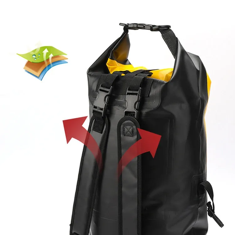 25L Waterproof Backpack Waterproof Bucket Bag With Reflective Strip(Yellow)