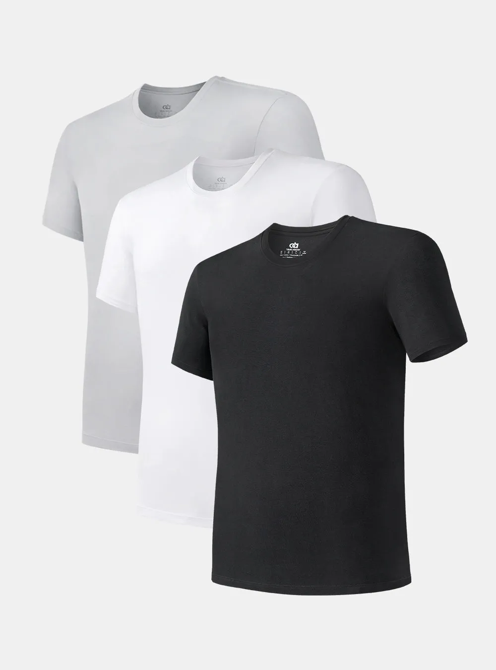 3 Pack Bamboo Rayon Fiber Lightweight Round Crew Neck T-Shirts