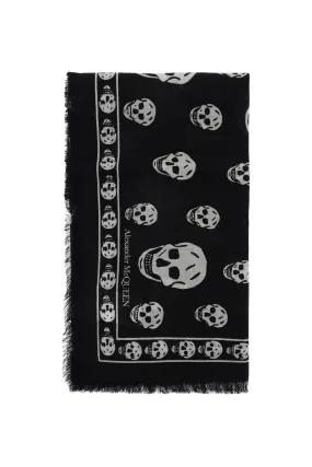 Alexander McQueen light wool skull scarf