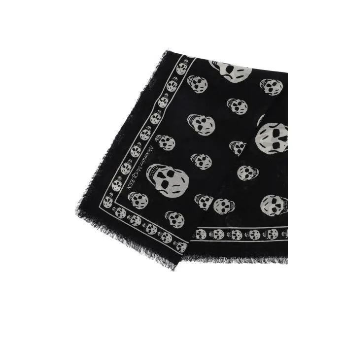 Alexander McQueen light wool skull scarf