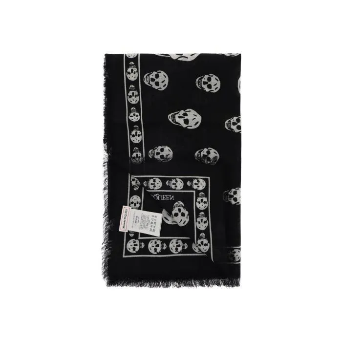 Alexander McQueen light wool skull scarf