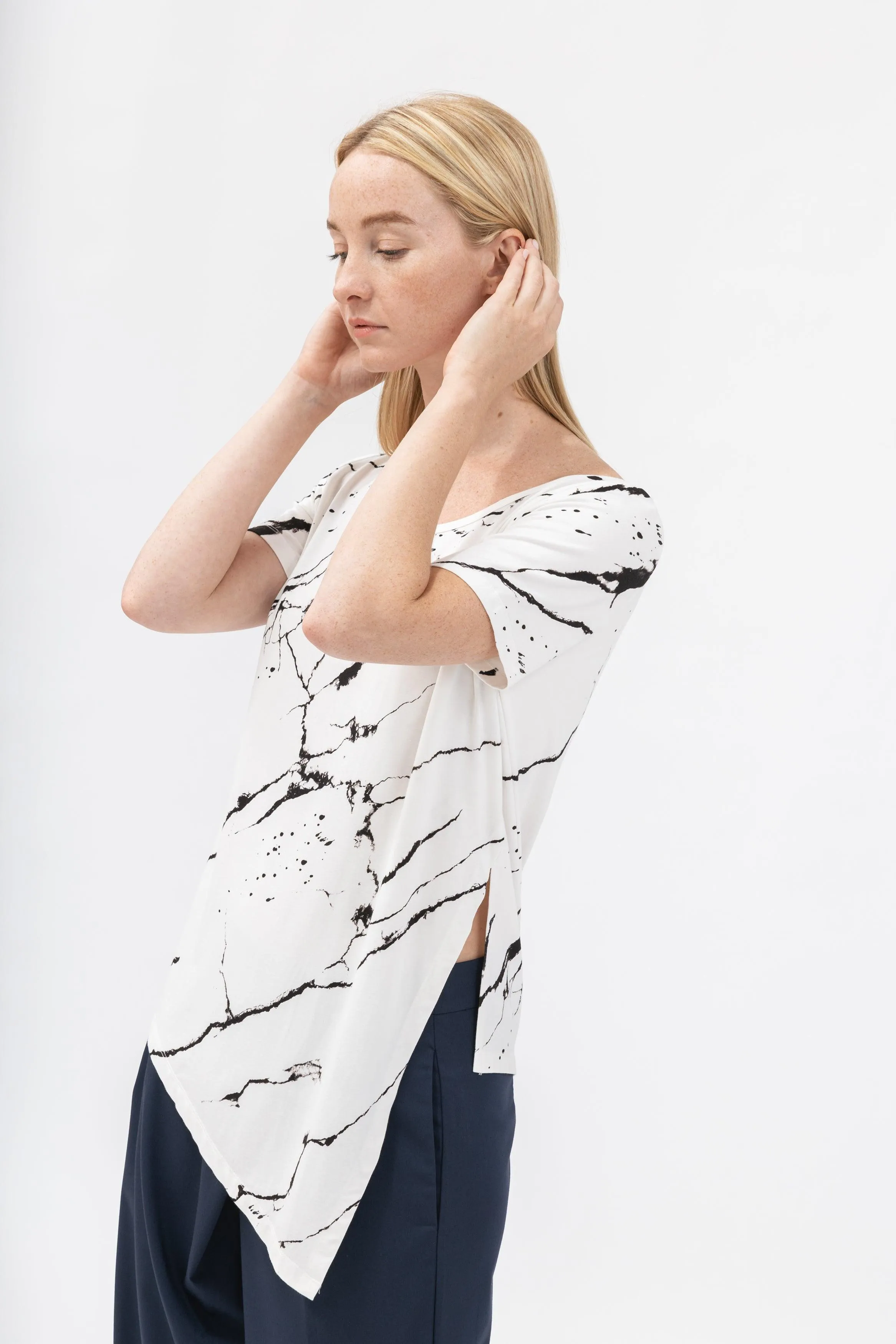 Bamboo Asymmetric Short Sleeve Top