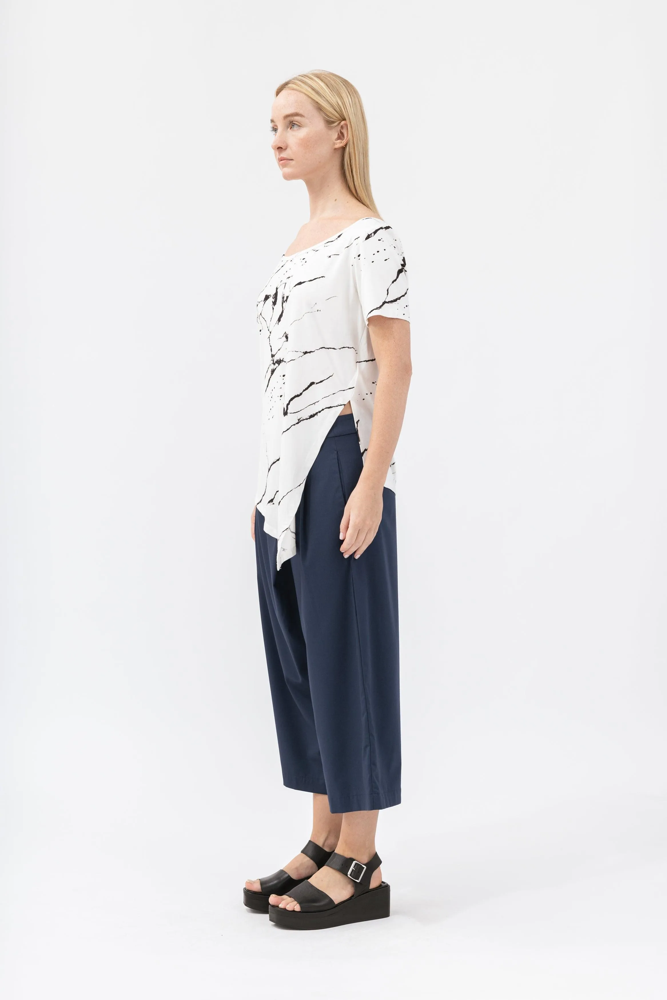 Bamboo Asymmetric Short Sleeve Top