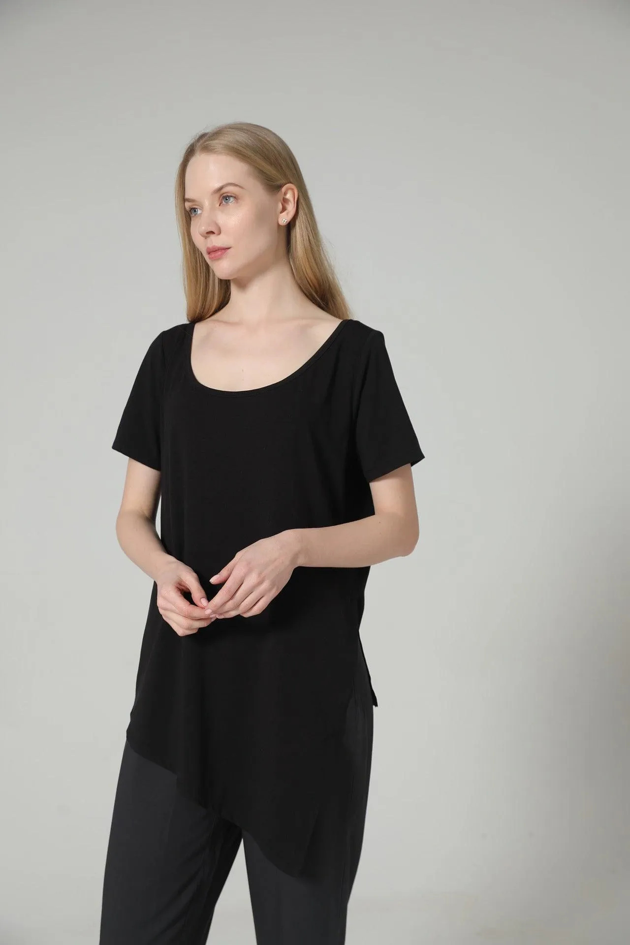 Bamboo Asymmetric Short Sleeve Top