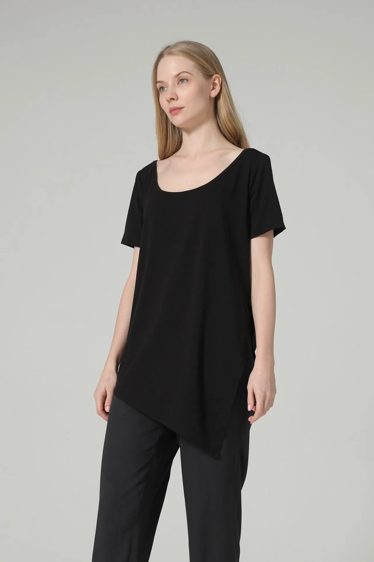 Bamboo Asymmetric Short Sleeve Top