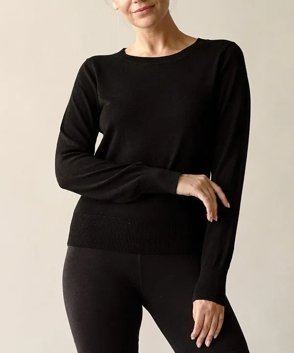 BAMBOO SWEATER CREW NECK TOP