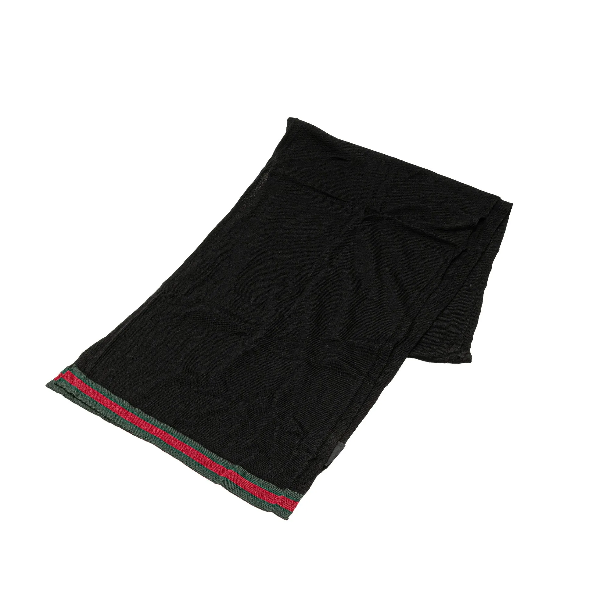 Black Gucci Web Wool Scarf Scarves