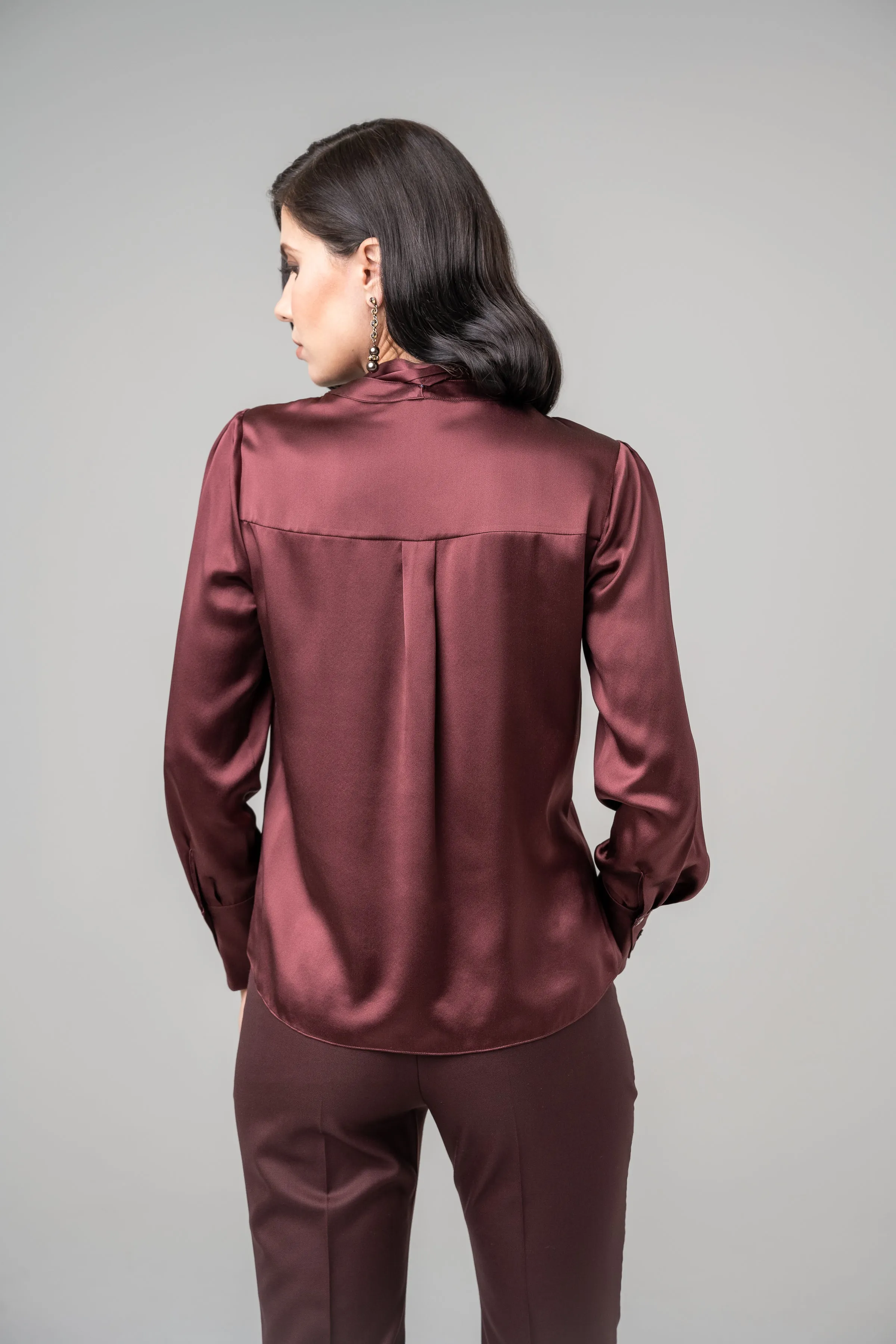 Blouse - Long Sleeve - Burgundy