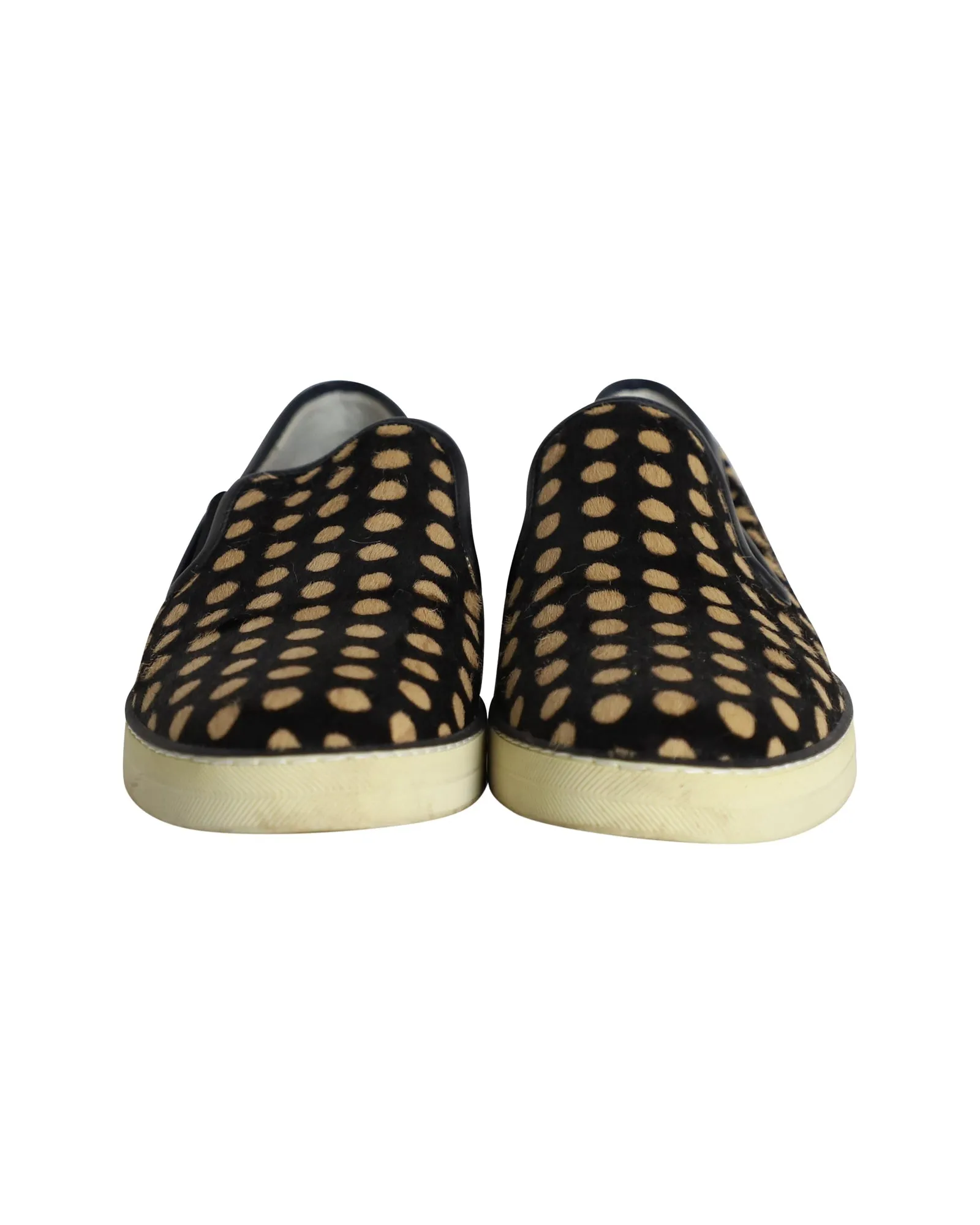 Bottega Veneta Polka-dot Pony-style Slip-on Sneakers in Black Calfskin Leather