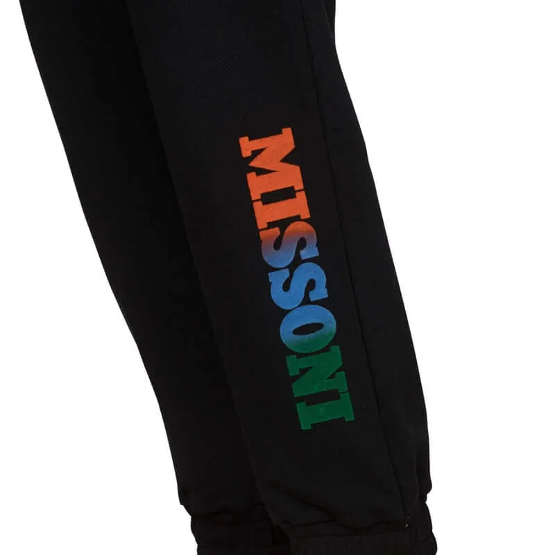 Boys Black Cotton Logo Joggers