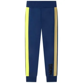 Boys Blue Cotton Logo Joggers