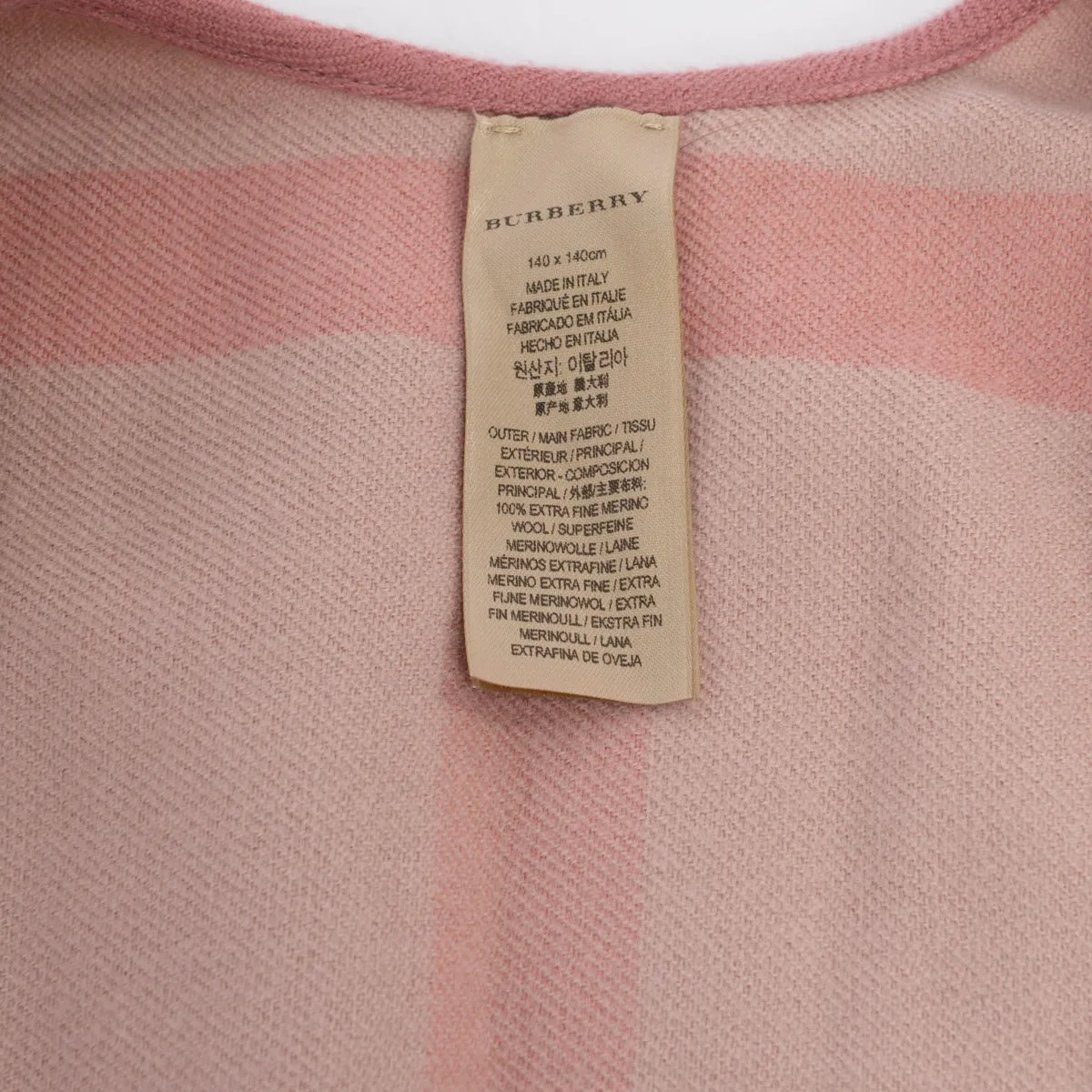 Burberry Pink Wool Reversible Check Poncho