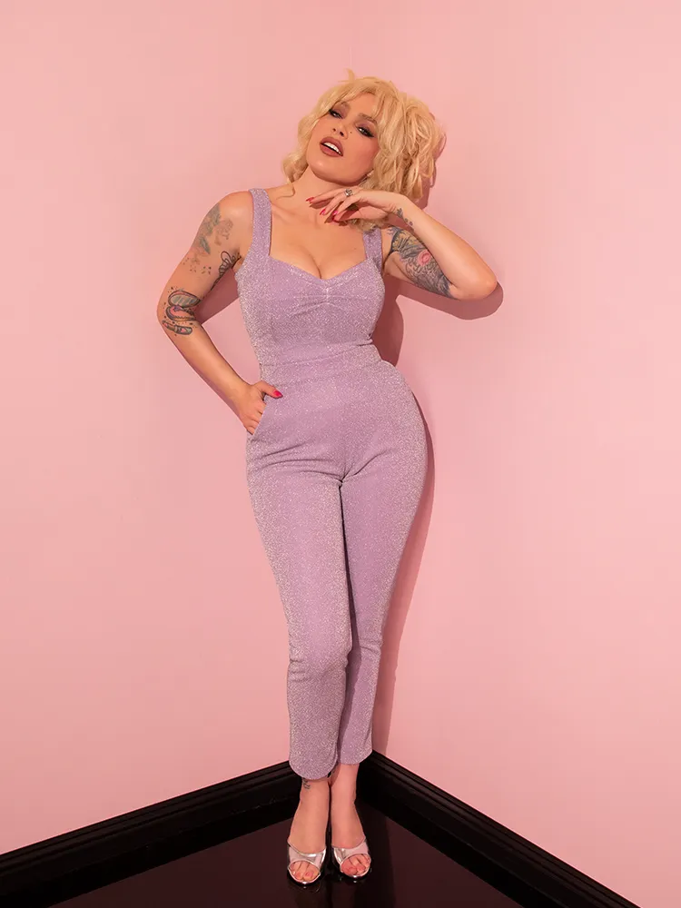 Cigarette Pants in Lilac Lurex - Vixen by Micheline Pitt