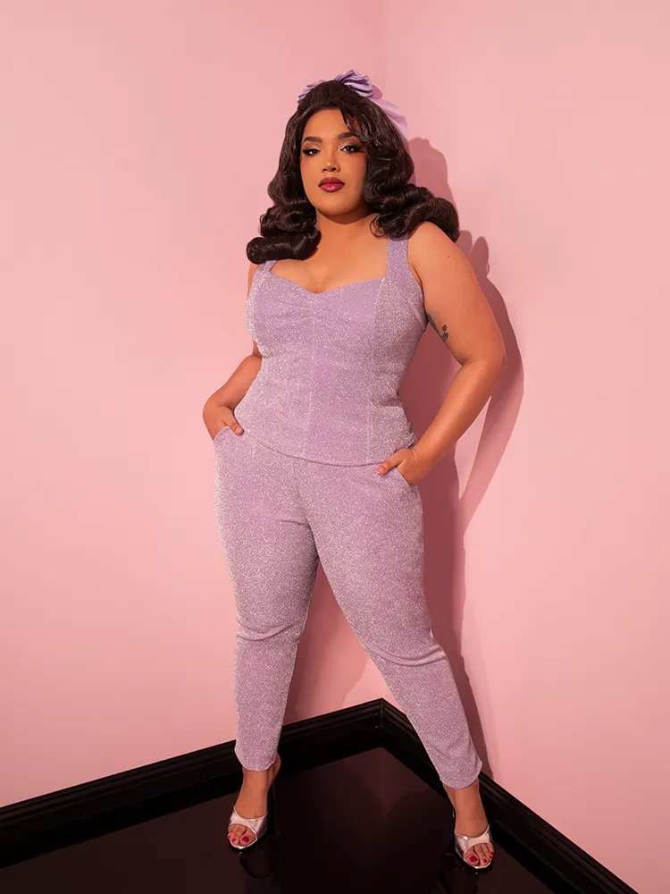 Cigarette Pants in Lilac Lurex - Vixen by Micheline Pitt