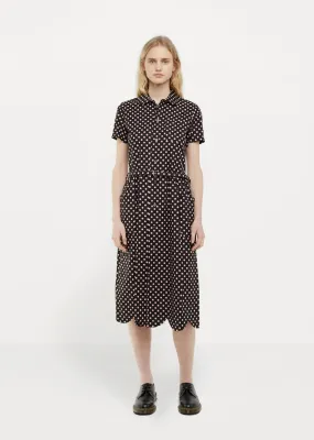 Cotton Satin Dot Print Shirtdress