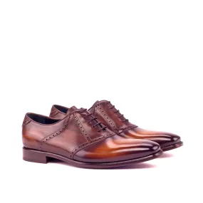 DapperFam Fabrizio in Cognac / Brown Men's Hand-Painted Patina Saddle