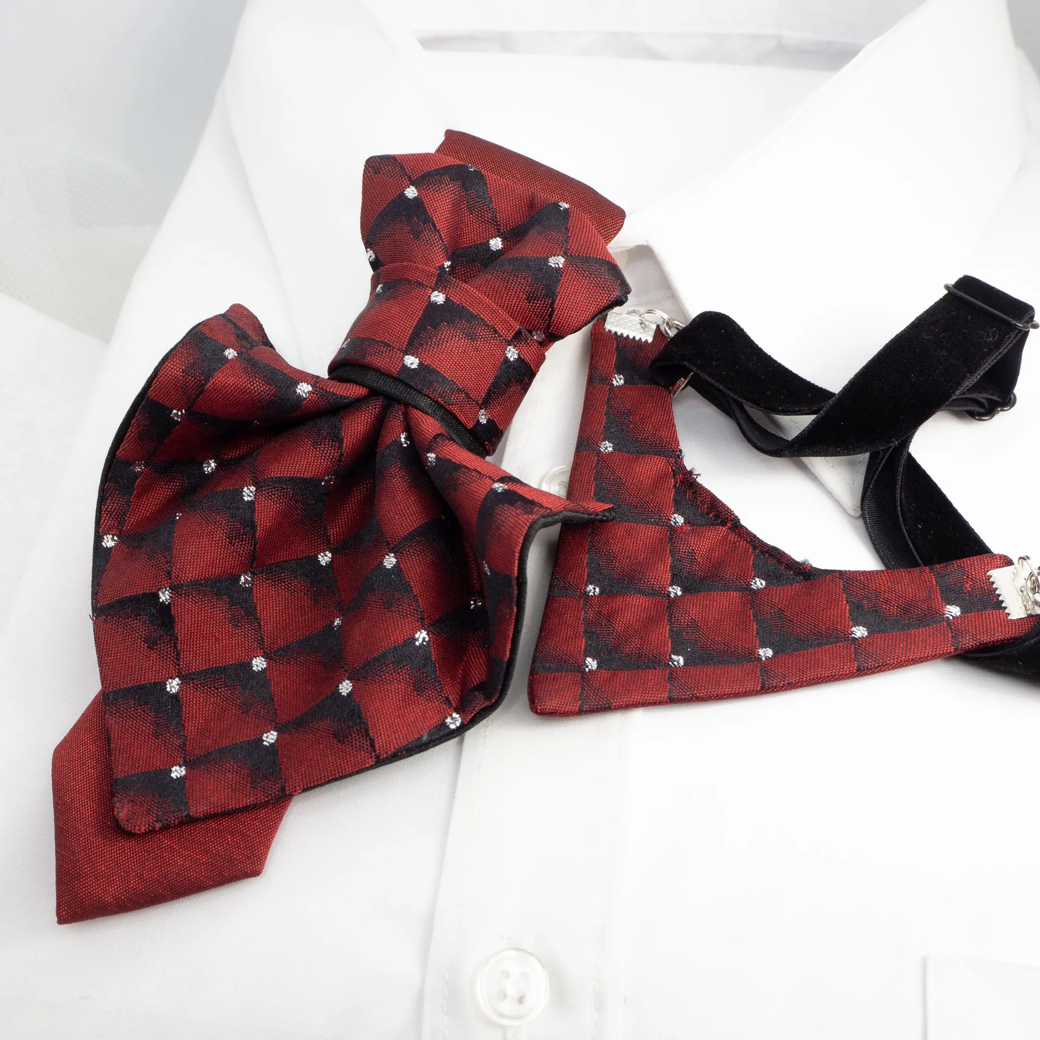 ELEGANT WOMEN' BOW TIE "BURGUNDY DIAMOND"