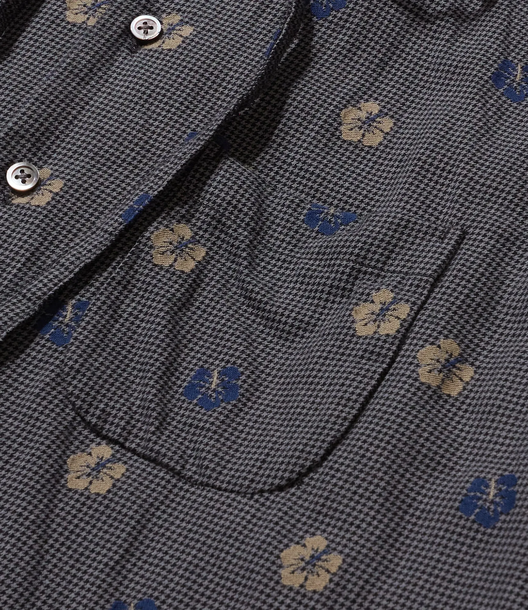 Engineered Garments Rounded Collar Floral Gingham Shirt