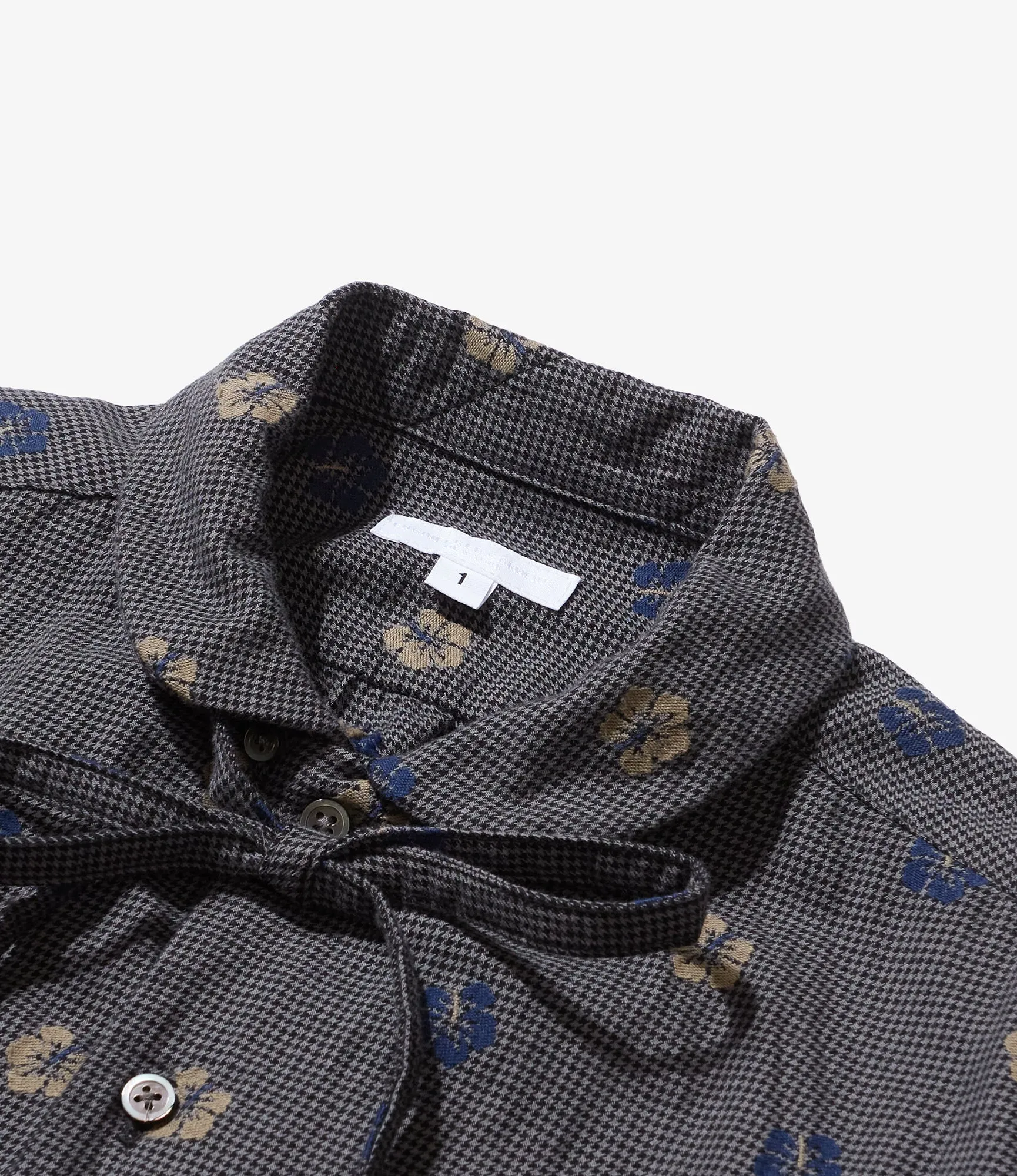 Engineered Garments Rounded Collar Floral Gingham Shirt