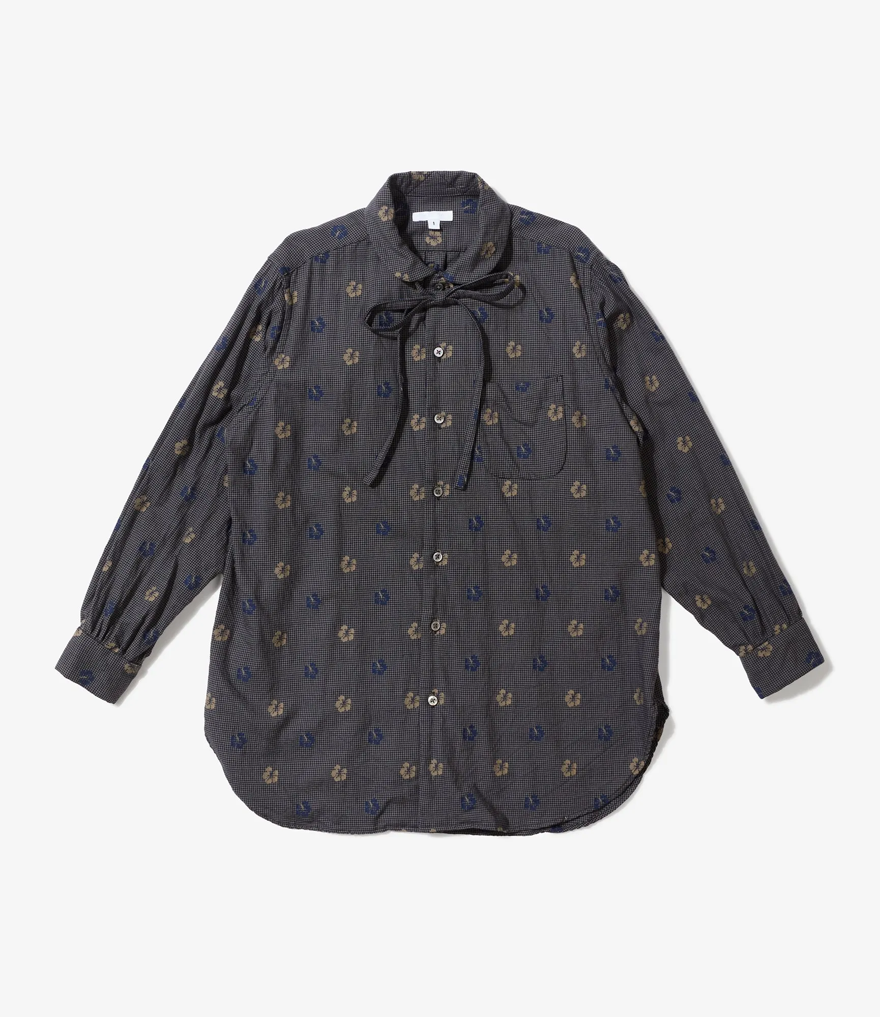 Engineered Garments Rounded Collar Floral Gingham Shirt