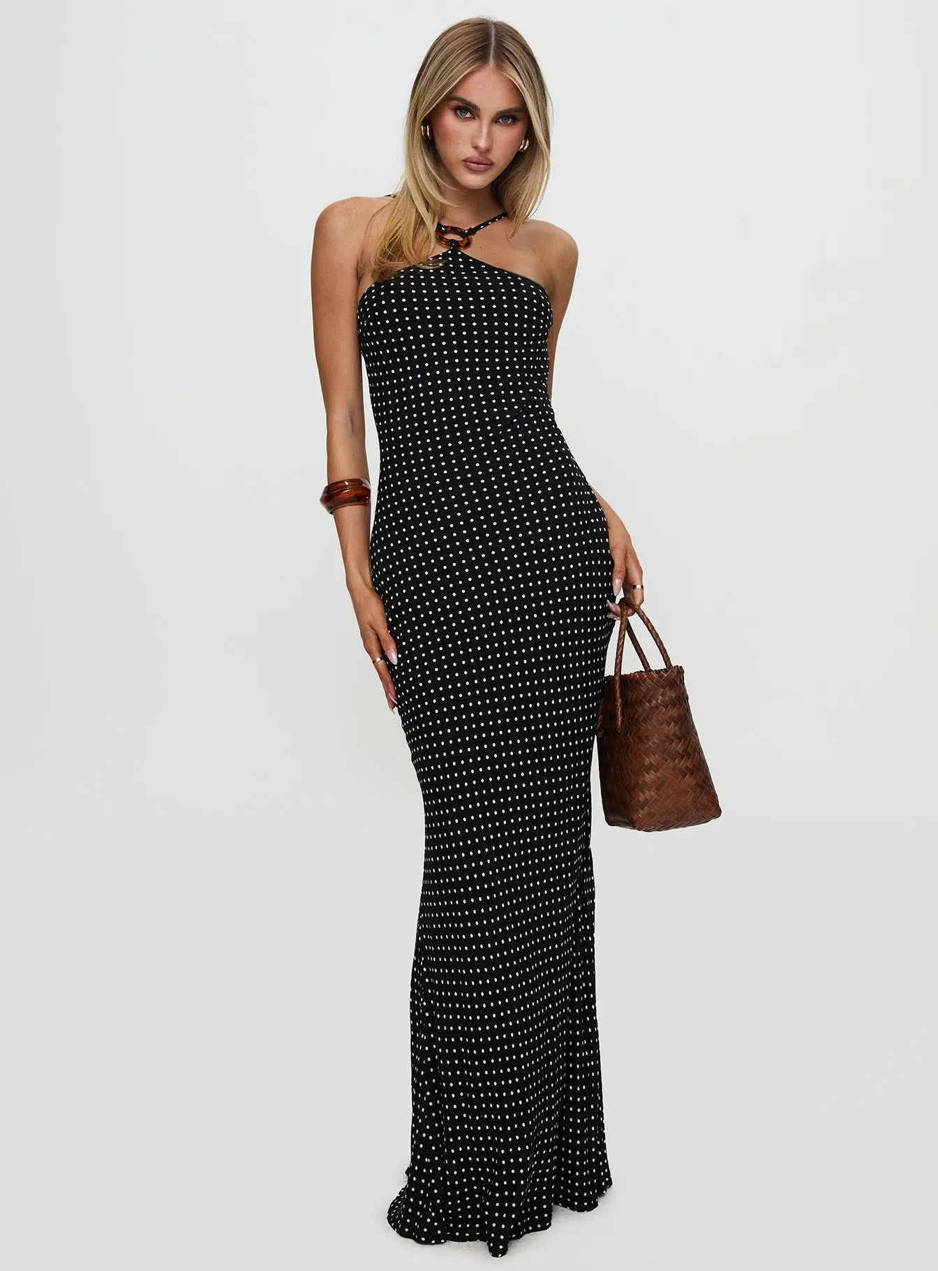 Evyn Halter Maxi Dress Polka Dot