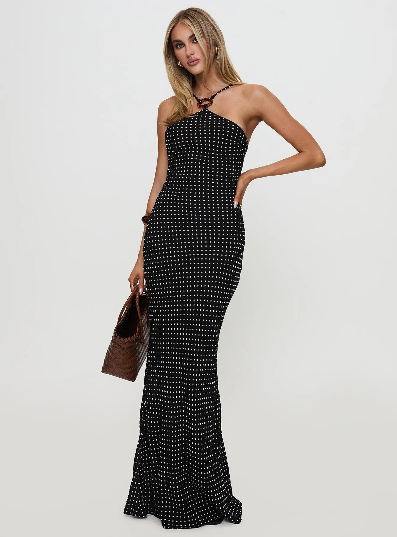 Evyn Halter Maxi Dress Polka Dot