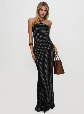 Evyn Halter Maxi Dress Polka Dot