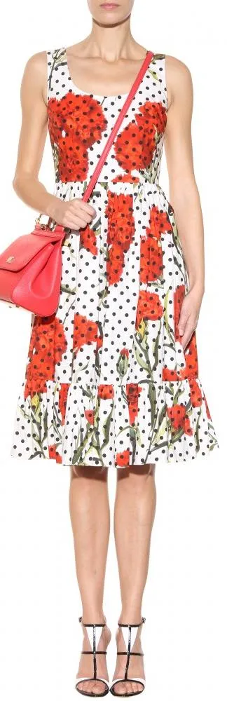 *Extended Sizes* Carnation & Polka Dot Print Dress