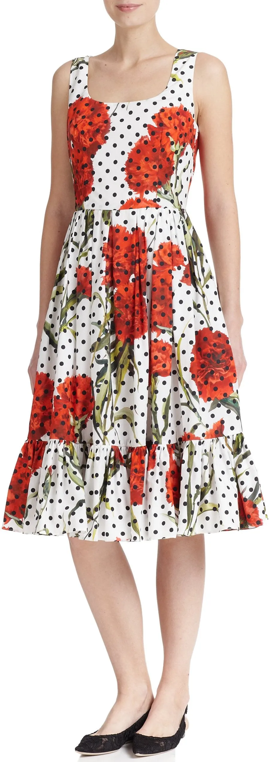 *Extended Sizes* Carnation & Polka Dot Print Dress