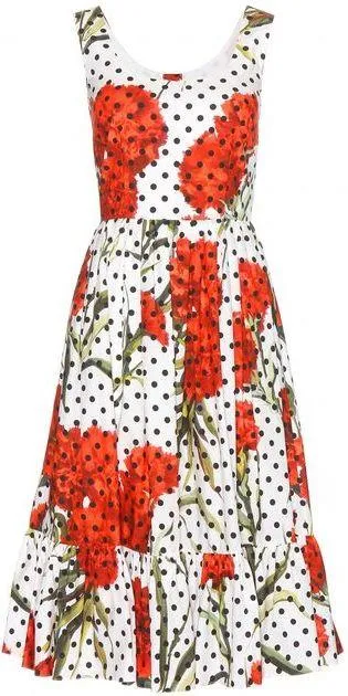 *Extended Sizes* Carnation & Polka Dot Print Dress