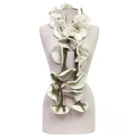 Felted flower scarves- White/ Green