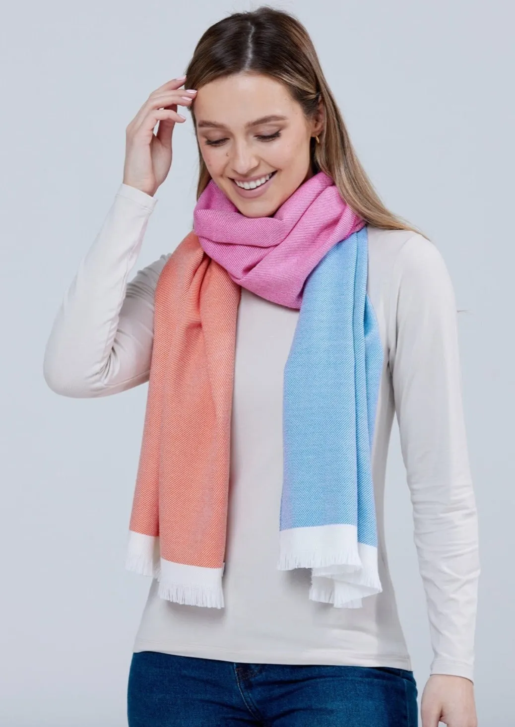 Foxford Giant Merino Scarf | Multi Stripe