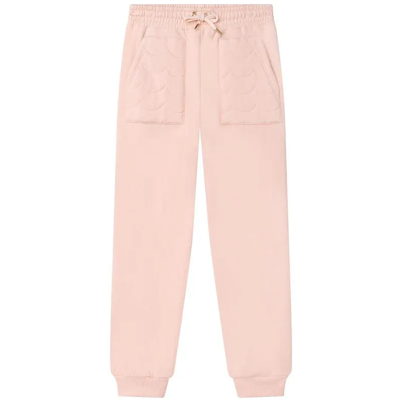 Girls Pink Cotton Joggers