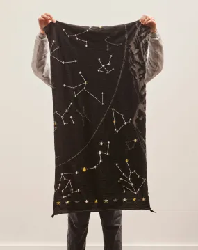 Kapital Fulling Wool Scarf CONSTELLATION, Black