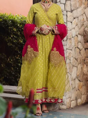 Lime Green Golden Booti 3 Piece Formal Stitched - AL-3PS-LS-403