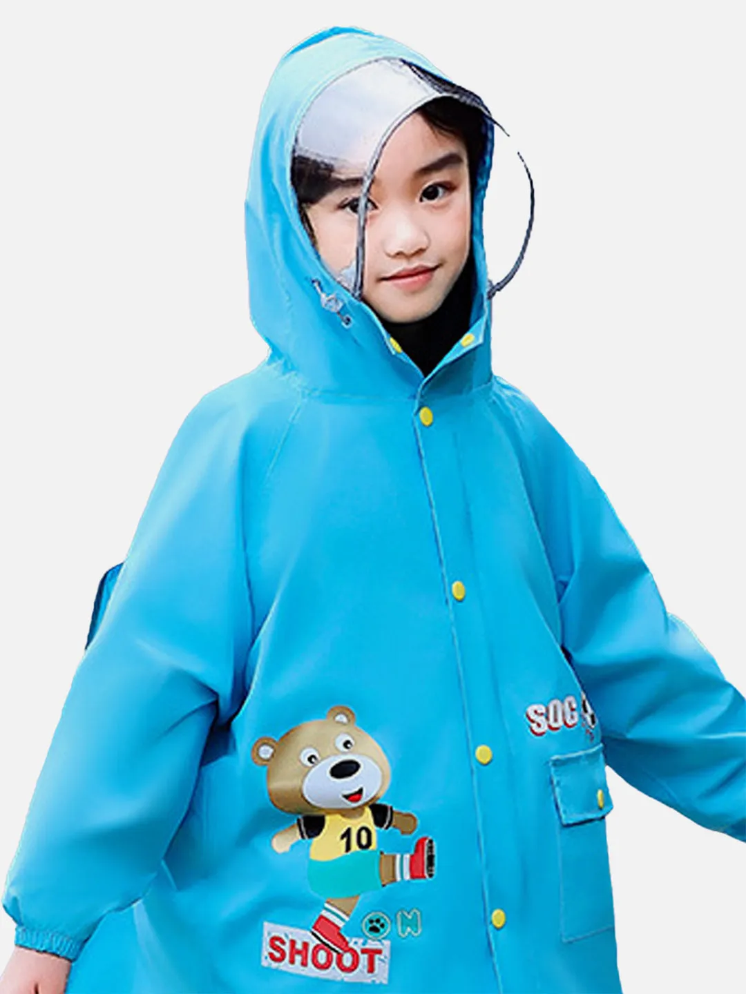 Little Surprise Box 2 pcs Blue Soccer Ted, Full Shirt and Full Pants style Raincoat for Kids