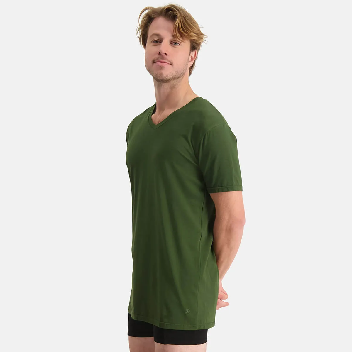 Long Fit T-Shirts Velo V-hals (2-pack) - Army