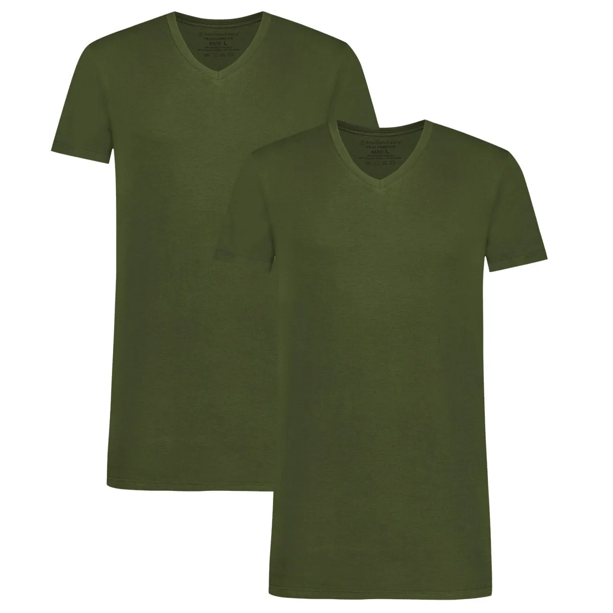 Long Fit T-Shirts Velo V-hals (2-pack) - Army