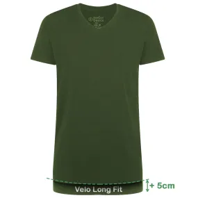 Long Fit T-Shirts Velo V-hals (2-pack) - Army