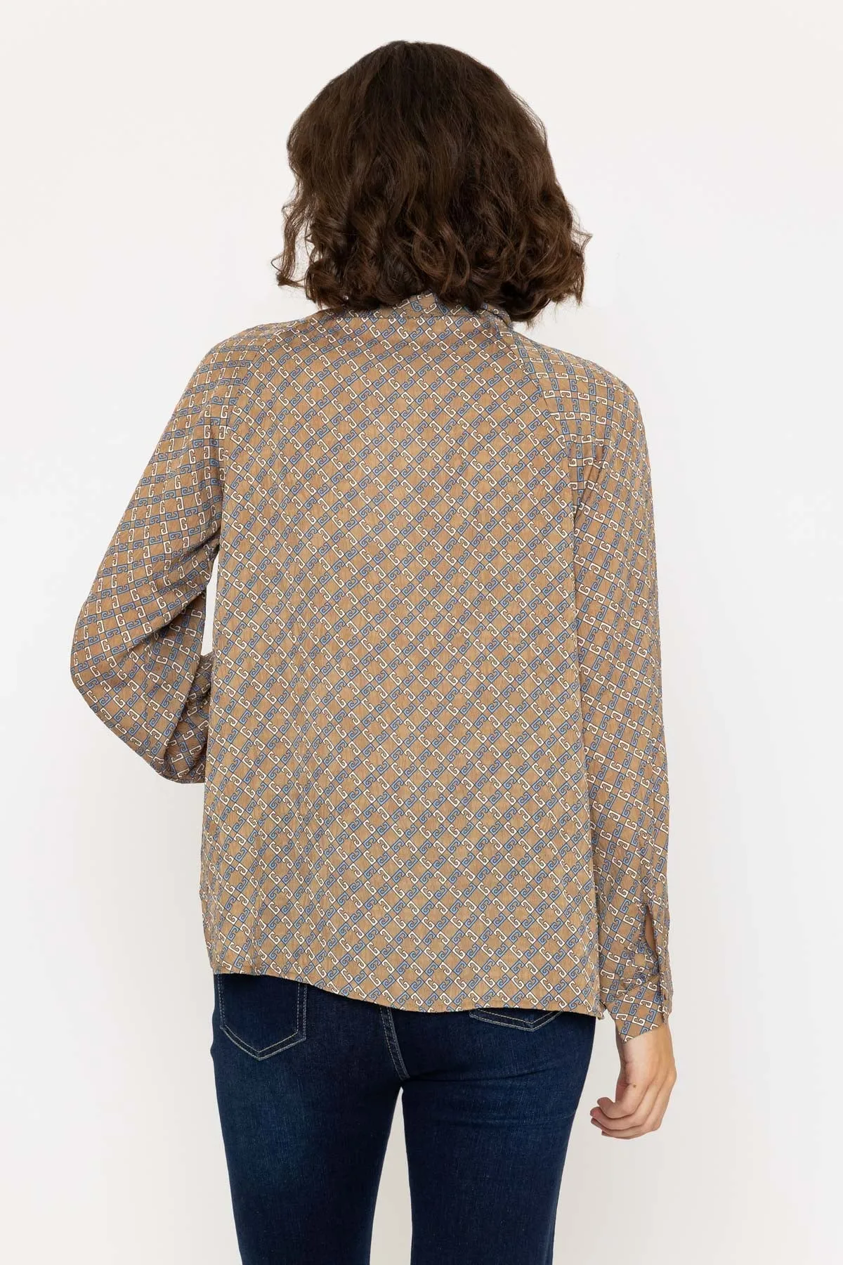 Long Sleeve Beige Chain Heritage Blouse