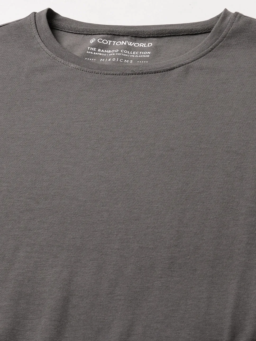 Men's Grey Cotton Bamboo Elastane Regular Fit Tshirt