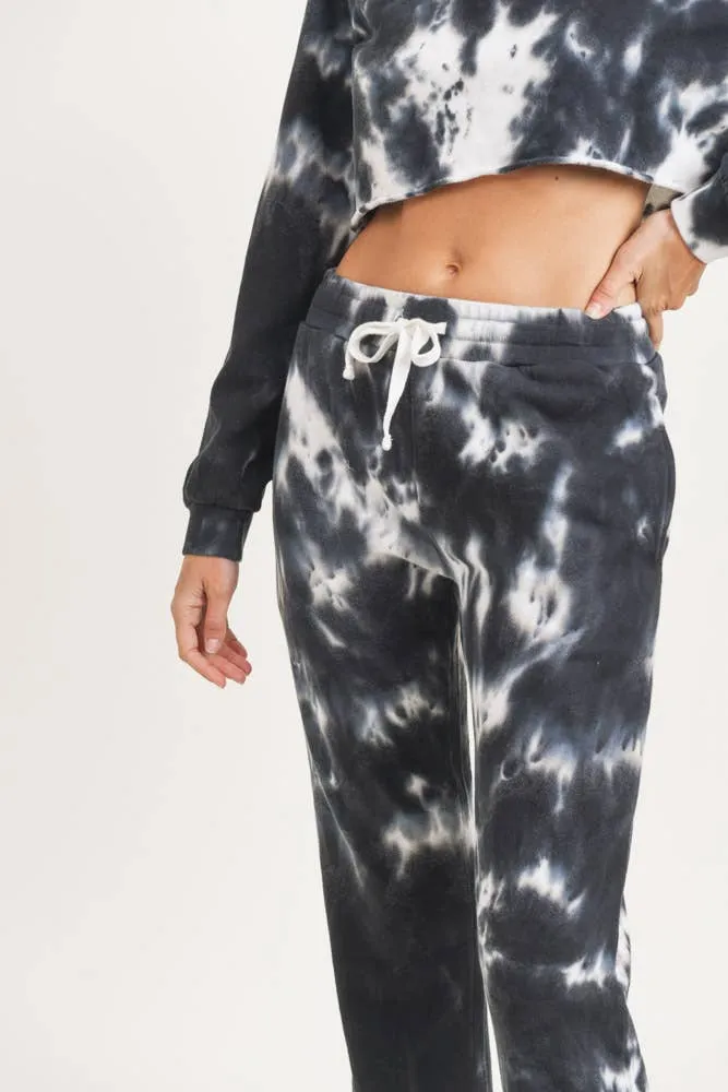 Mono B Tie-Dye Cotton Terry Joggers with Cuffed Ankles