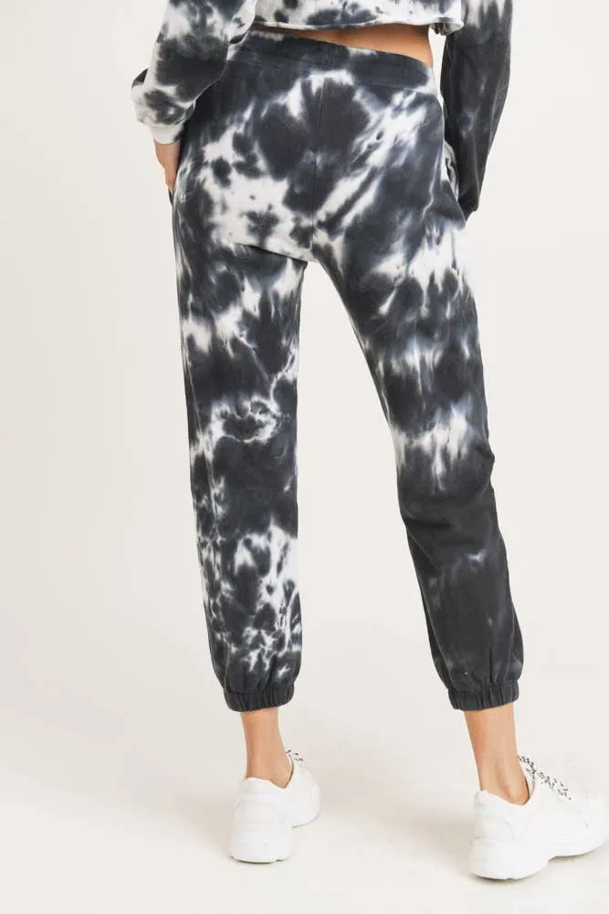 Mono B Tie-Dye Cotton Terry Joggers with Cuffed Ankles