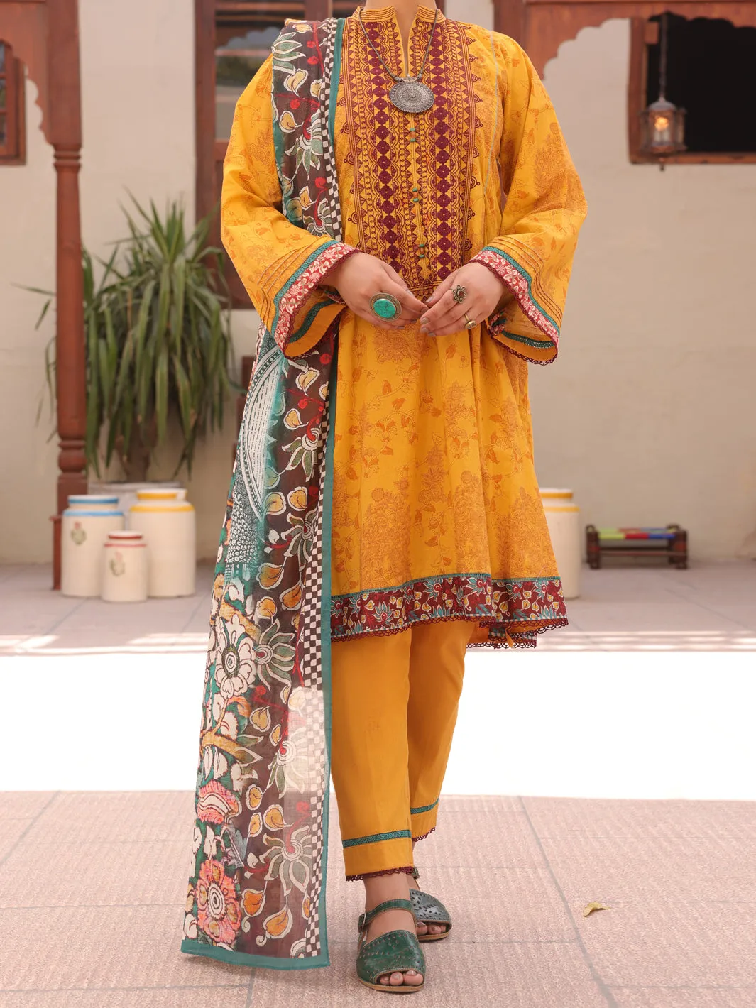 Mustard Lawn 3 Piece Stitched - ALP-3PS-1610