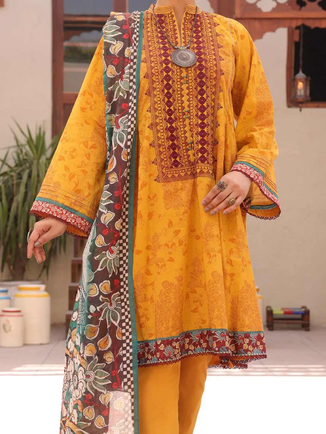 Mustard Lawn 3 Piece Stitched - ALP-3PS-1610