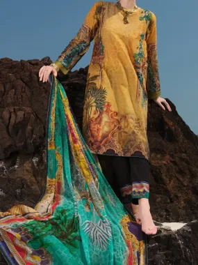 Mustard Lawn 3Pc Stitched - ALP-3PS-819