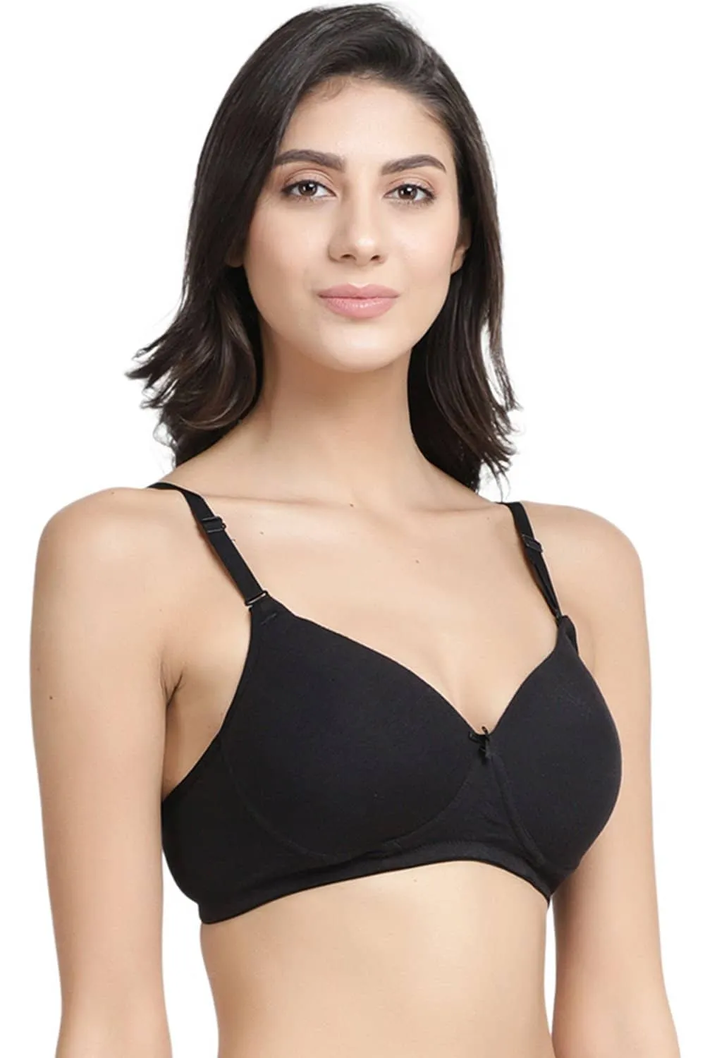 Organic Cotton  Antimicrobial Wire-free Padded Bra (Pack of 3)-ISB068-Black_Black_M.White-