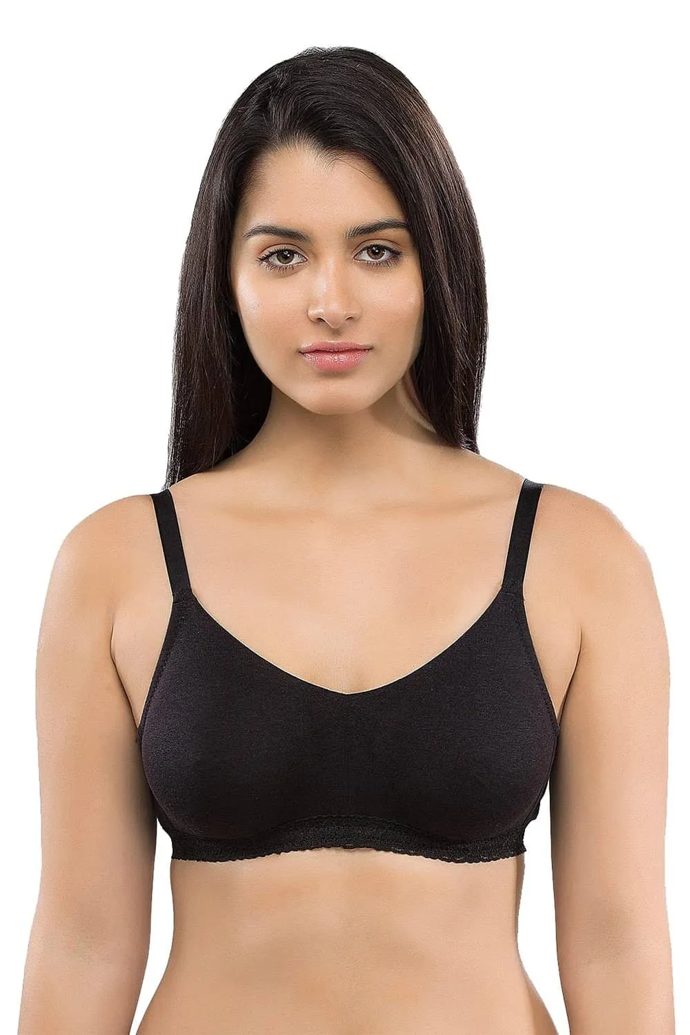 Organic Seamless Laced Bra (Pack of 2)-ISB054-Skin_Black-