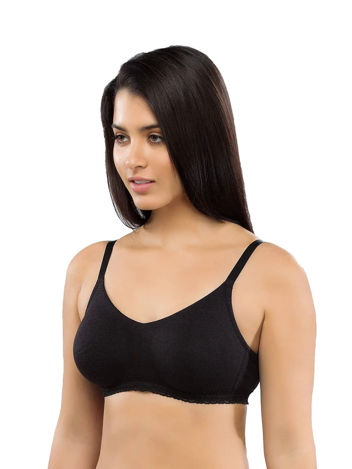 Organic Seamless Laced Bra (Pack of 2)-ISB054-Skin_Black-